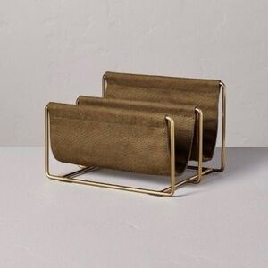 Hearth & Hand with Magnolia Brass & Canvas Mail Organizer Olive Green
